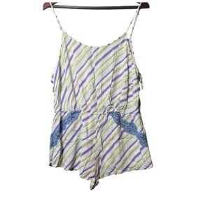 Gently Worn Striped VICTORIA'S SECRET Romper Pajama Size L (BB0905)